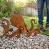 Vintage Iron Rusty Metal Squid Garden Statue Coastal Art Squid Yard Art Decor  Outdoor Yard Art