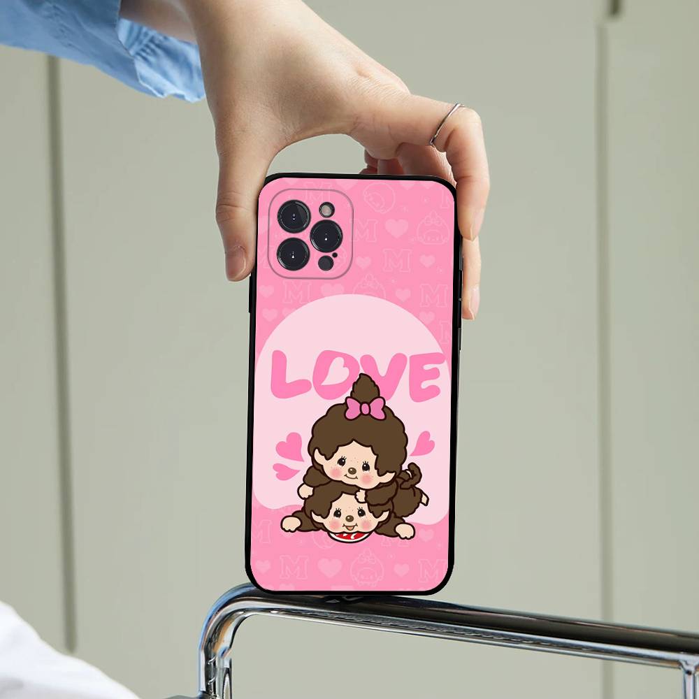 Cute M-Monchhichis-a Phone Case For IPhone 17 16 15 14 13 12 11 Pro Max Plus Mini Silicone Black Cover