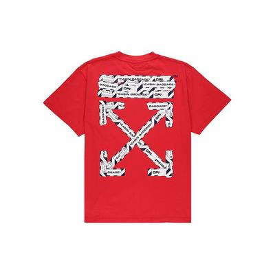 SS20 Airport Tape Arrow Print Футболка с короткими рукавами Мужские топы Красный OMAA038S201850032088