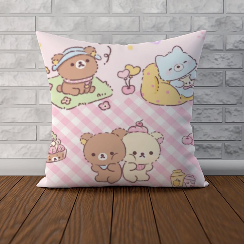 Милая Наволочка Rilakkuma Для Автомобиля Дивана Декоративная Домашняя Двусторонняя Печать Плюшевая Квадратная Подушка Декоративная Подушка Чехол