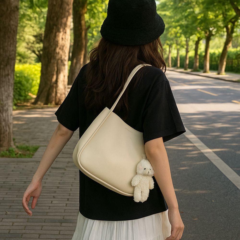Solid Color PU Leather Shoulder Bag Korean Style Handbag Crossbody Bag Underarm Bag  Commuting