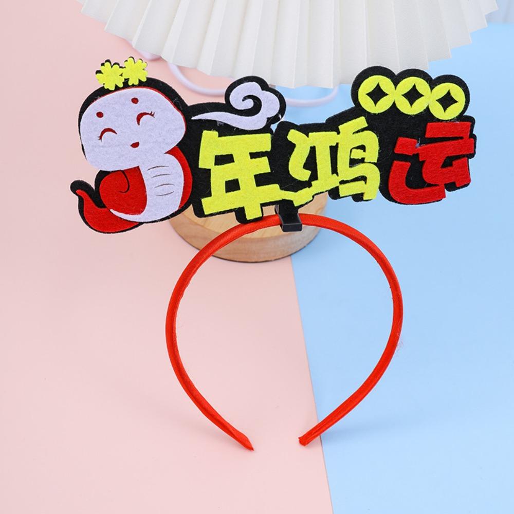 Red Snake Year Hairband Cartoon New Year Headdress 2025 Happy New Year Headband New Year Dress Up