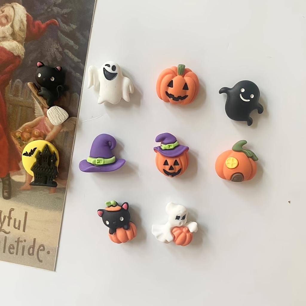 10Pcs Mini Halloween Cartoon Pumpkin Resin Refrigerator Magnets for Home Decor Cute Magnets
