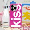 Personalized English Letters Kiss Phone Case For iPhone 16 15 14 13 12 11 Pro Max 16E XR X XS Max 7 8 Plus INS Simple Soft Cover