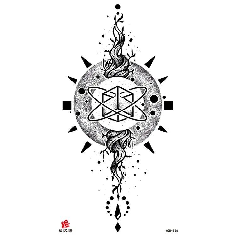 Маленькая водонепроницаемая временная татуировка на всю руку с головой волка, тигра и цветка, наклейка для боди-арта, рука для мужчин и женщин