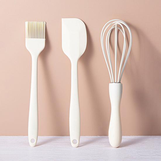 Яичный венчик пищевой с антипригарным покрытием, длинная ручка, термостойкие силиконовые принадлежности для выпечки, не содержит BPA, лопаточка для крема для торта, масляная щетка, кухонные принадлежности