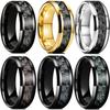 Модные мужские кольца из нержавеющей стали 8 мм с инкрустацией черным, синим, красным углеродным волокном для мужчин, свадебные, помолвочные, для вечеринок, ювелирные изделия, подарки