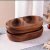 Walnut Wood Divided Boat-Shaped Serving Bowl