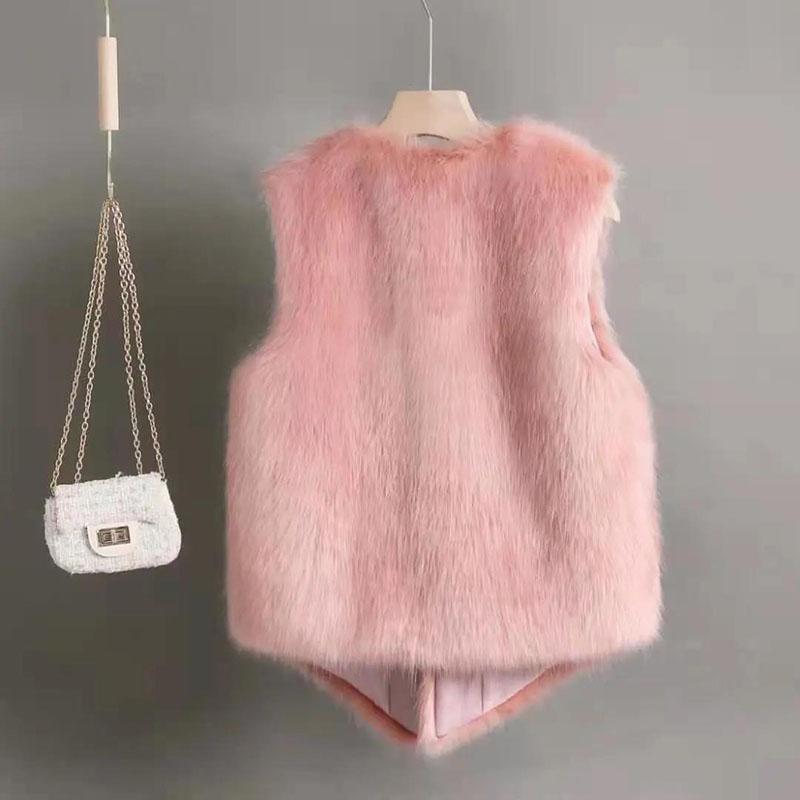 Зимний меховой жилет из искусственного кроличьего меха, короткий тонкий жилет, корейская версия, тонкий плюшевый жилет