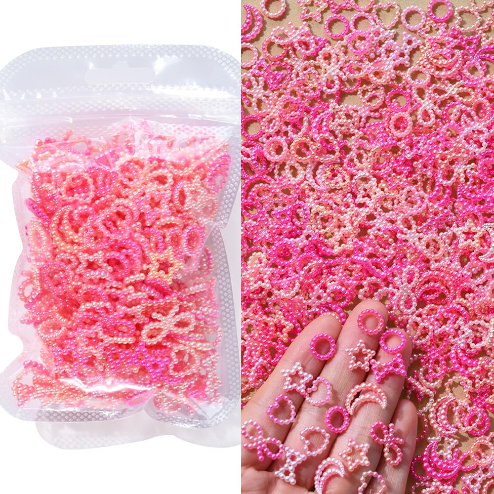 50 г/пакет, разноцветные перламутровые украшения для ногтей, полые сердечки, звездочки, аксессуары для маникюра своими руками