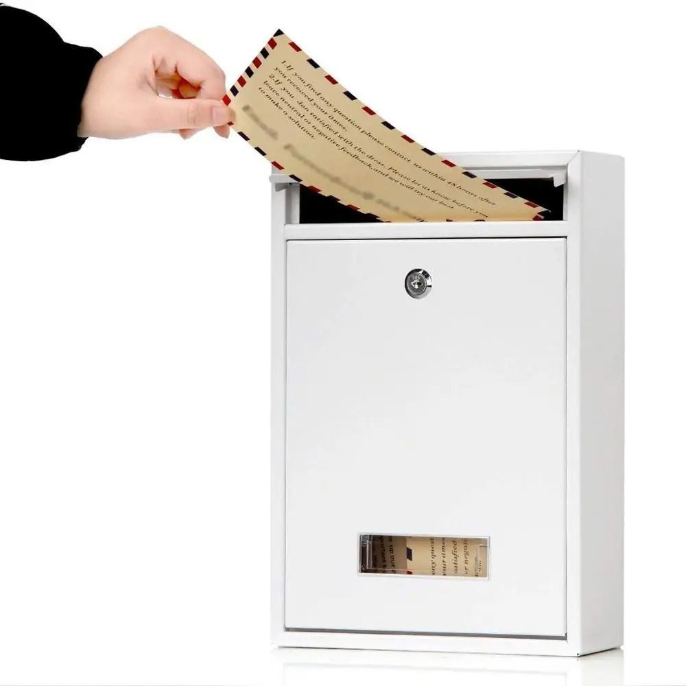 Iron Wall Mounted Mailbox Safe Locking Metal Email Suggestion Box Large Mail Drop Box for Home