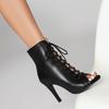 New Sexy Women Black High Heels Party Women's Shoes For Latin Dancing Outdoor Stilettos Booties Lace Up Shoes Woman