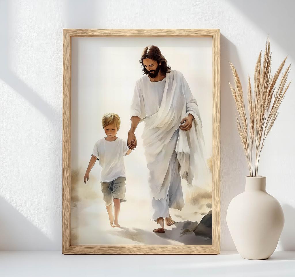 Plakat Wspólna Droga Z Jezusem Plakat Wspólna Droga Z Jezusem, 70X100 Cm, Rama Drewniana Ciemny Brąz, Papier Matowy 230 Gsm