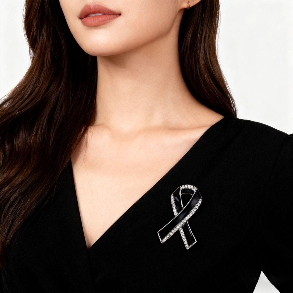 Черный Мемориальный Черный Значок Королева Сувенир Траурный Значок Стразы Похороны Черная Лента Брошь Булавка Для Похорон и Траура