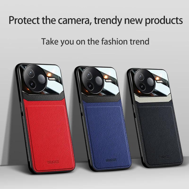 EUCAGR Акриловый чехол из ПУ-кожи для Xiaomi Redmi K80 K70 K60 K50 K40 Pro K70Ultra Защита камеры Задняя крышка телефона Рамка Coque
