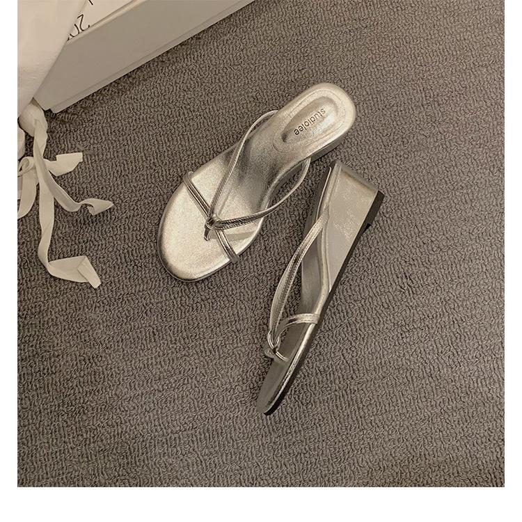 Тапочки из овчины, высота каблука 6 см, женские летние тапочки с открытым носком, фея, ветер, уличная обувь, тонкий ремешок, танкетка, елочка, прохладные тапочки