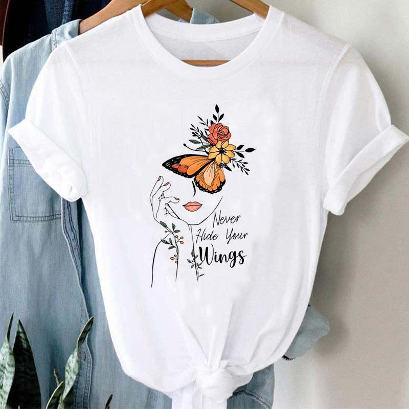 (Asian Size) Women Love Style Cute Trend Cute Print Lady Short Sleeve Tee Top Clothing Casual Fashion Tshirt Female Graphic T-shirt