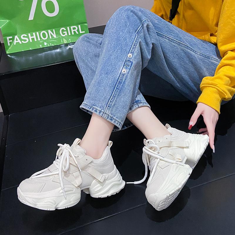 CRLAYDK модные массивные кроссовки для женщин на платформе с сеткой для папы, увеличивающие рост, на танкетке, спортивные, повседневные, для ходьбы, на шнуровке, для тенниса