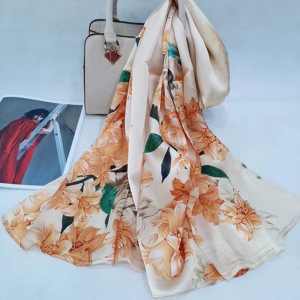 Высокое качество 100% шелковый шарф шаль хиджаб обертывание женский цветочный весна лето пляж шелковые шарфы