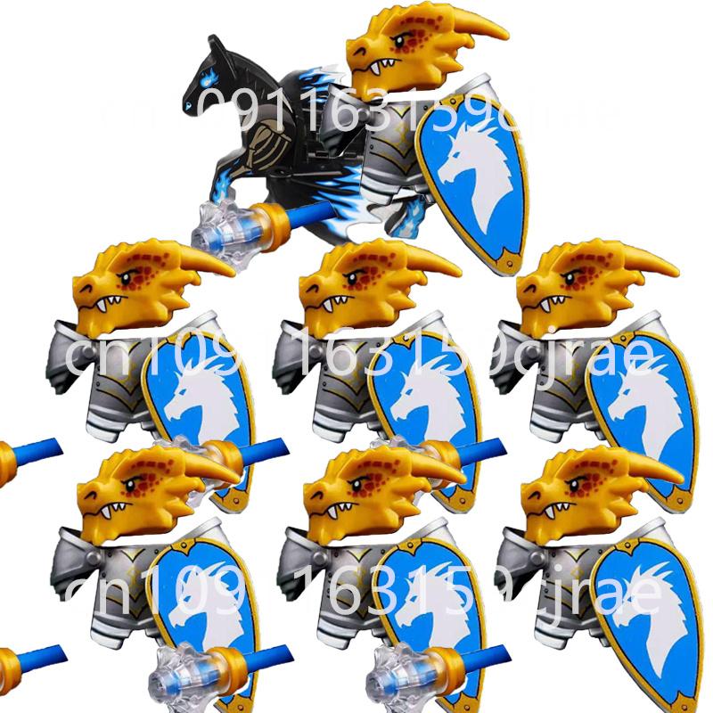 Совместимые MOC Средневековые Строительные Блоки Персонажи Солдаты Рыцари Драконов Черный Лев Орел Игрушка Подарок Кирпичики Фермер Солдат X048