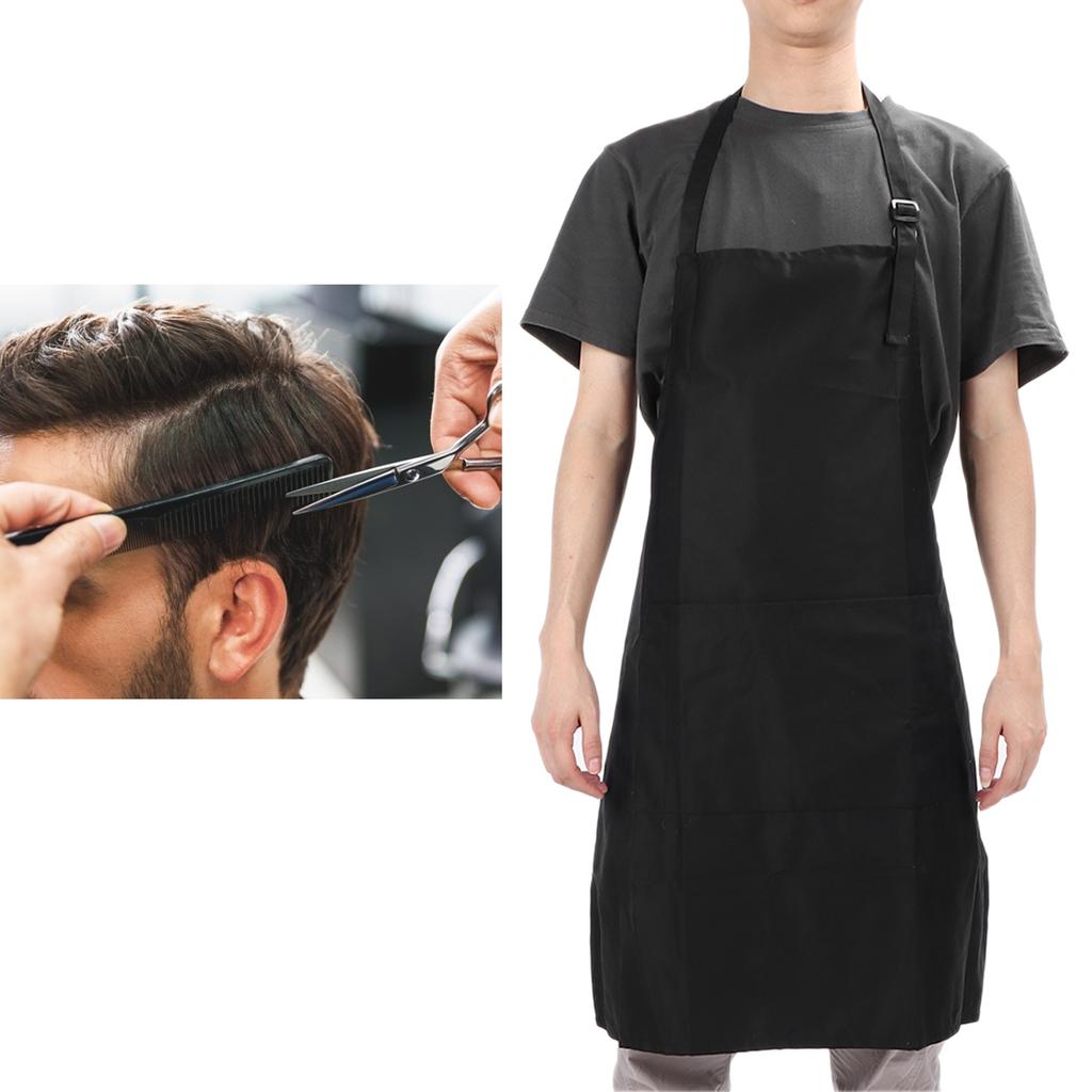Waterproof Nail Art Apron Pure Color Apron Unisex Cooking Apron with Adjustable NeckbandBlack