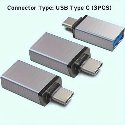 Адаптер Type C на USB 3.0, 3 штуки адаптеров USB C на A (папа-мама), совместимых с MacBook 2018, 2017, 2016, Samsung Galaxy Note 8