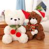 23CM New Christmas Hat Teddy Bear Plush Toys Cute Teddy Dolls Stuffed Soft