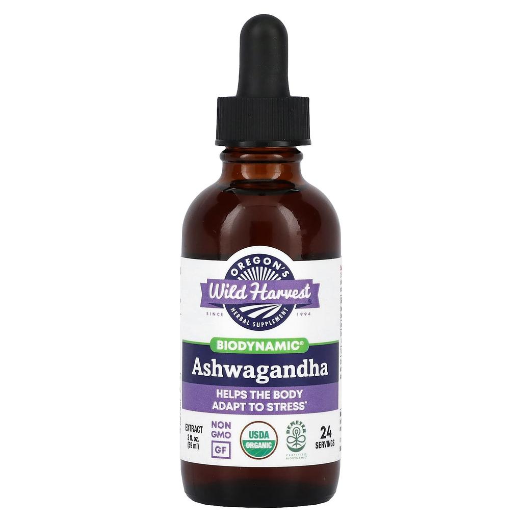 Oregon's Wild Harvest Биодинамический, Экстракт Ашваганды, 59 мл (2 жидких унции)