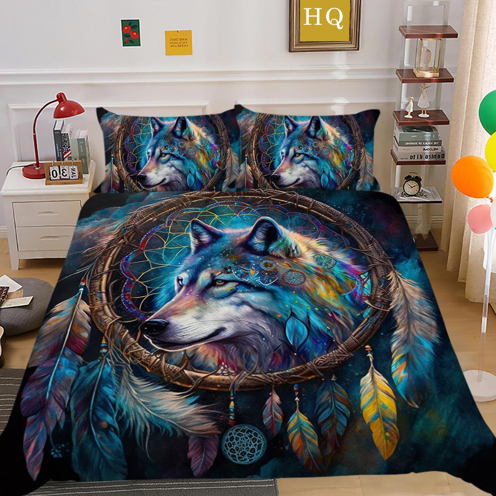 Комплект одеял с 3D принтом волка, двойной размер, покрывала из микрофибры, модный домашний текстиль для мальчиков и подростков