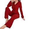 Women's Pajama Set Long Sleeve Top And Wide Leg Long Pants Lounge Set Casual Slim 2 Piece Pjs Sleepwear
