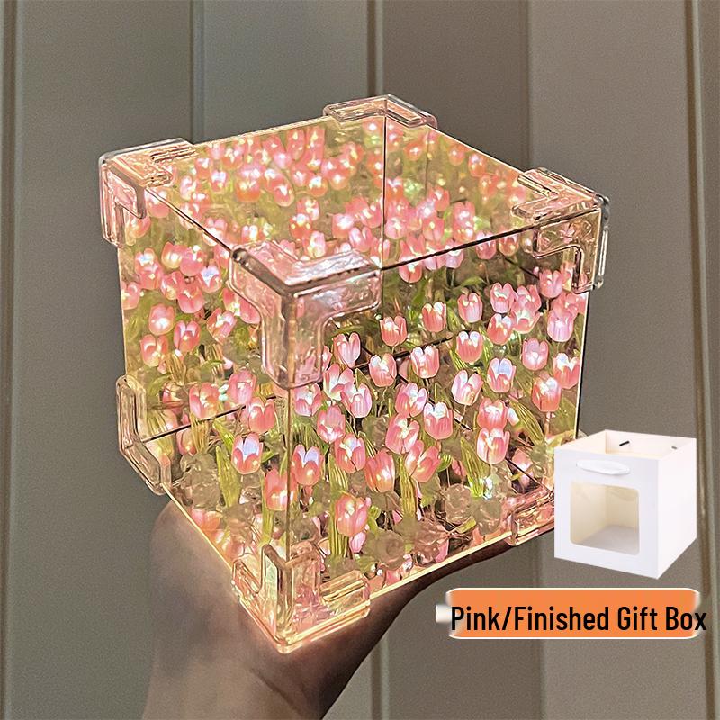 Подарок Валентина: Ночник-тюльпан ручной работы, кубик Рубика - Идеальный подарок на день рождения для девушки