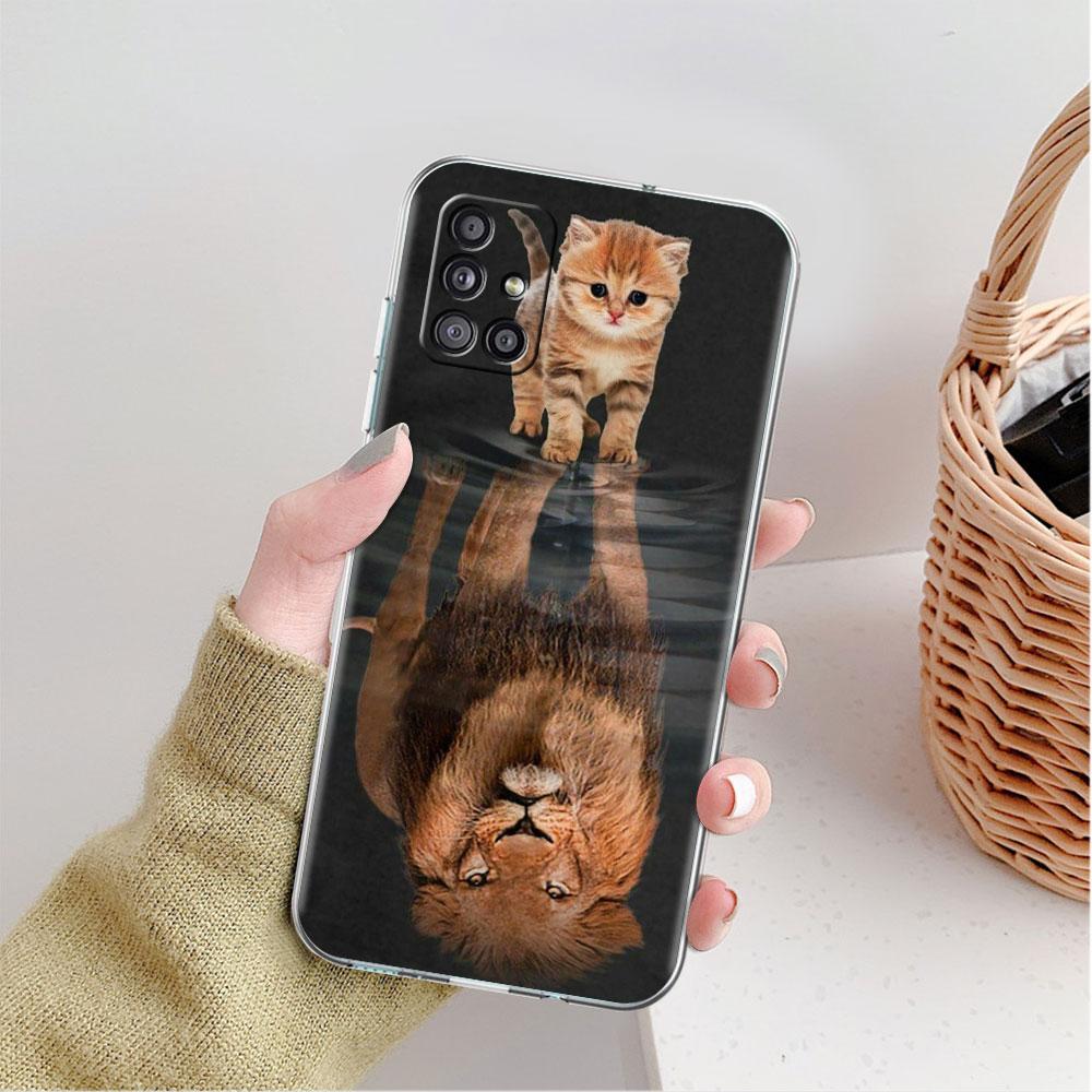 Wolf Dog Cat Bird Lion Tiger Animal Clear Case For Samsung Galaxy A52 A12 A51 A32 A21s A71 A32 A22 50 A70 A31 A72 5G Phone Cover