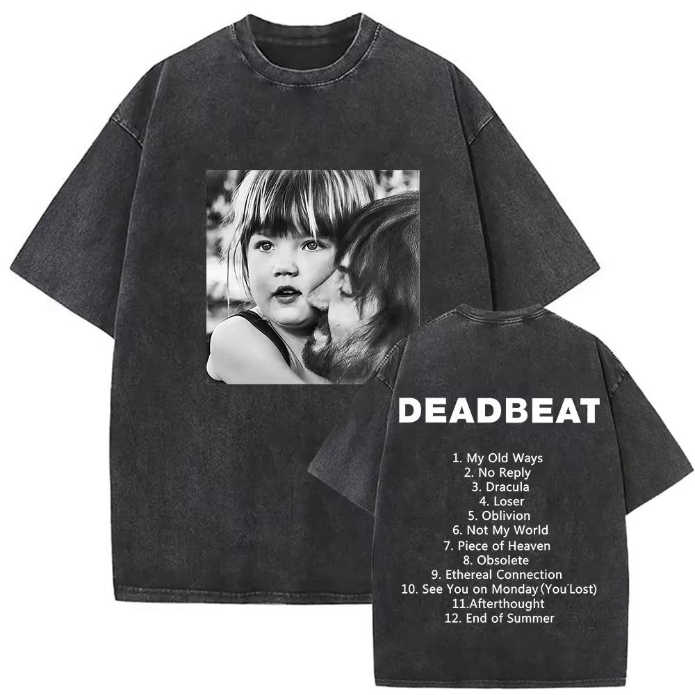 Rock Band Tame Impala Deadbeat Tour 2026 Vintage Washed T-shirt Unisex Hip Hop Gothic T Shirt Casual Oversized Short Sleeve Tees