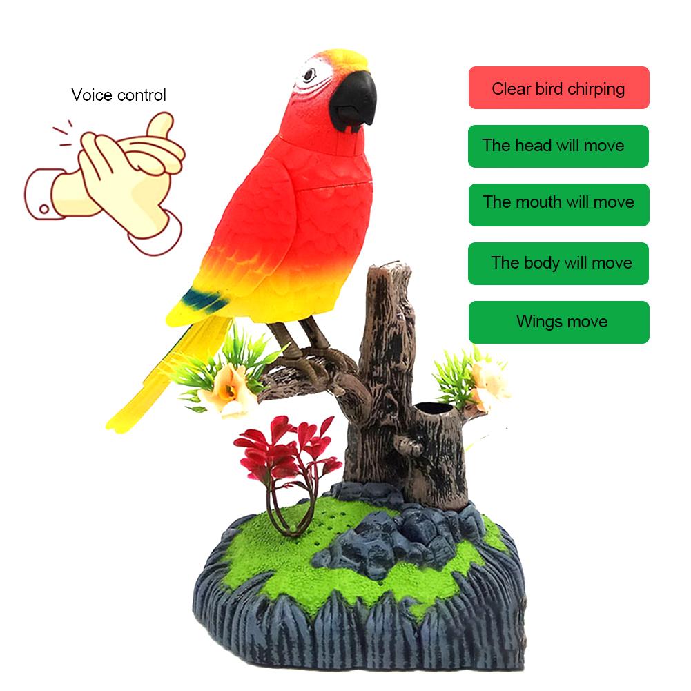 Clapping Voice Control Induction Electronic Parrot Bird Electric Gift Sound Toy Pet Children's T1M4