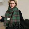 Женский зимний шарф в рождественскую клетку, теплый толстый кашемировый платок, уличная мода, роскошная пашмина с кисточками, женская накидка, ветрозащитные шарфы