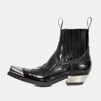 Мода 2024 Новые Винтажные Кожаные Ретро Ботильоны для Зрелых Женщин Острый Носок Толстый Каблук Обувь Женская Осень Зима Офисные Ботинки