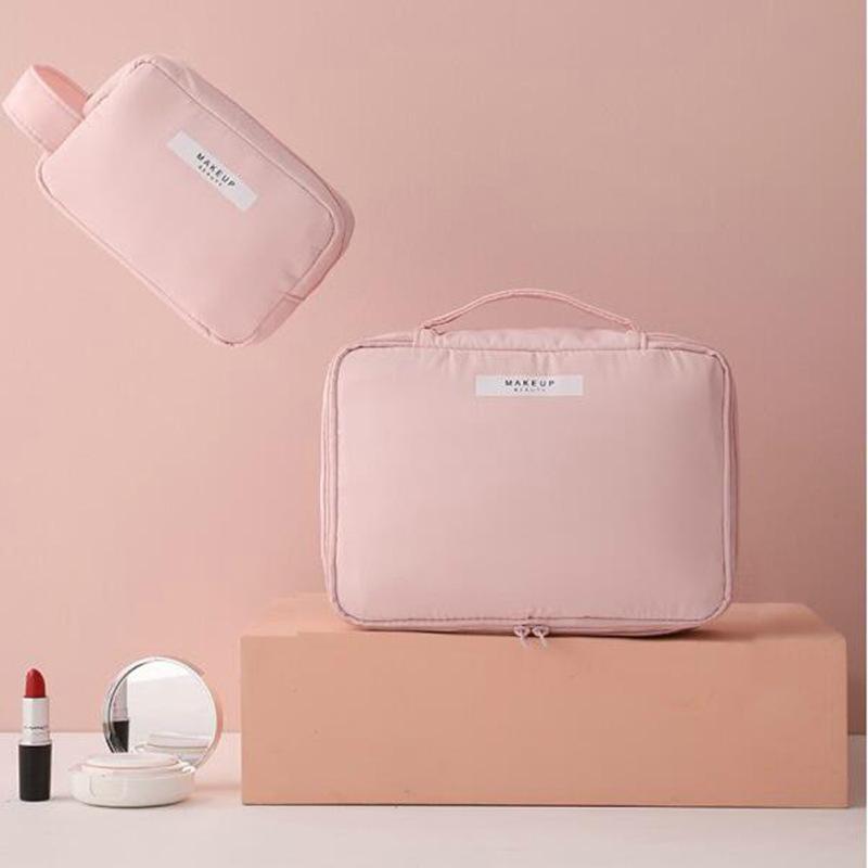 Косметическая сумка чистого цвета, коробка для хранения, большая емкость, портативная косметическая сумка для использования на открытом воздухе