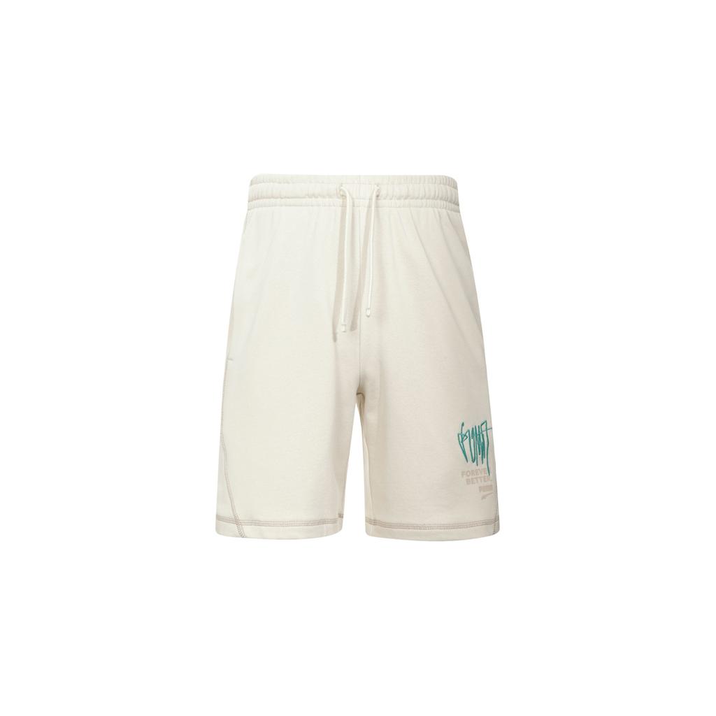 Puma Solid Color Lace-Up Mid-Rise Casual Shorts Unisex Shorts White 626094-87