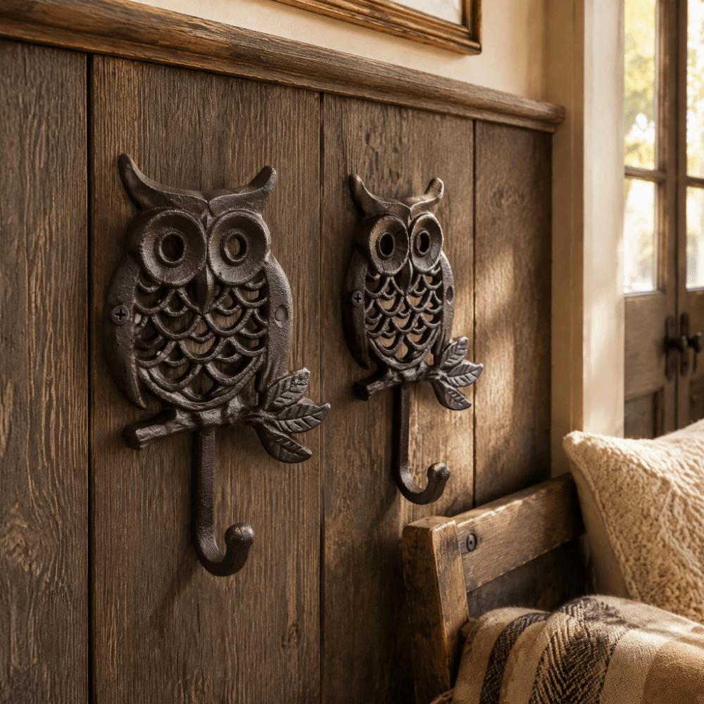 4.33x6.50in Cast Iron Wall Hooks Owl Heavy Duty Wall Hanger Decorative Wall Hook for Bedroom