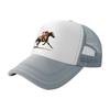 Horse Racing Rider Design Mesh Trucker Hat Breathable Adjustable Cap for Outdoor Activities and Casual Wear