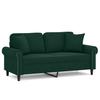 Vidaxl 2-Osobowa Sofa Z Poduszkami, Ciemnozielona, 140 Cm, Aksamit