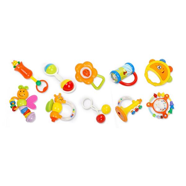 10pcs Baby Rattles Teether Set Durable Educational Latest Teether Rattle Gift Hand Rattles for Kids