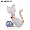 New Lovely Bow Knot Cat Shape Brooches Gray Simulated Pearl Texture Enamel Jewelry For Women Girl Suit Coat Corsage Pins