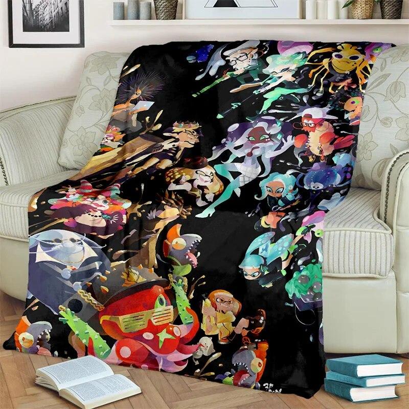 3D Games Splatoon,PC Gamer Cartoon Blanket,Soft Throw Blanket for Home Bedroom Bed Sofa Picnic Travel Office Cover Blanket Kids