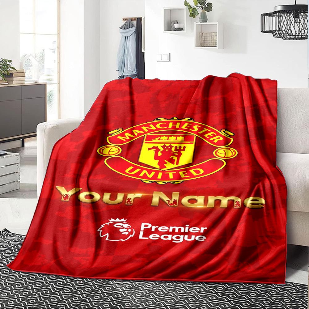 Manchester Customize Your Name Blanket Gift Customizable Blanket Soft Warm Cozy Perfect for Seaside Couch Office Living Room Four Seasons Multipurpose