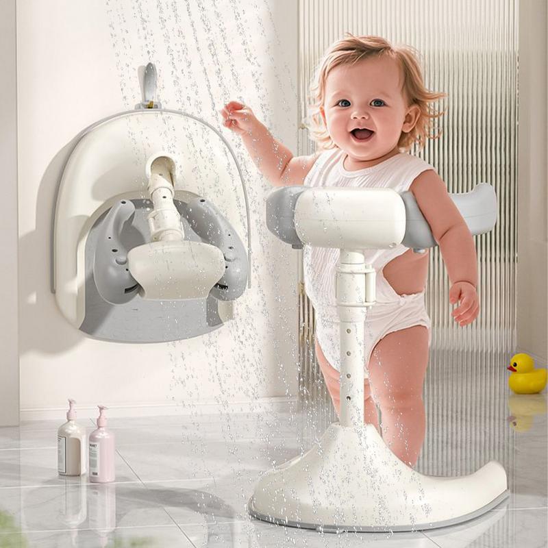 Non-slip Baby Bath Shower Stand Portable Shower Helper Baby Bath Standing Support Adjust Length Folding Standing Toddler Shower