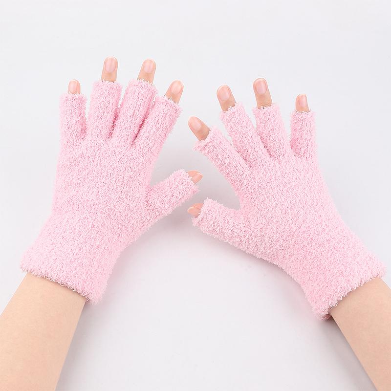 Осенне-зимние плюшевые митенки, утолщенные коралловым флисом, сохраняющие тепло вязаные перчатки