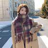 High-end Scarf Women's Winter Long Imitation Cashmere Retro Plaid Shawl Female Student Thickened Scarf To Keep Warm