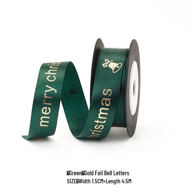 Festive Ribbon: Christmas Gift, New Year, Birthday - Red & Green Plaid with Hot Stamping for Gift Boxes & Bows