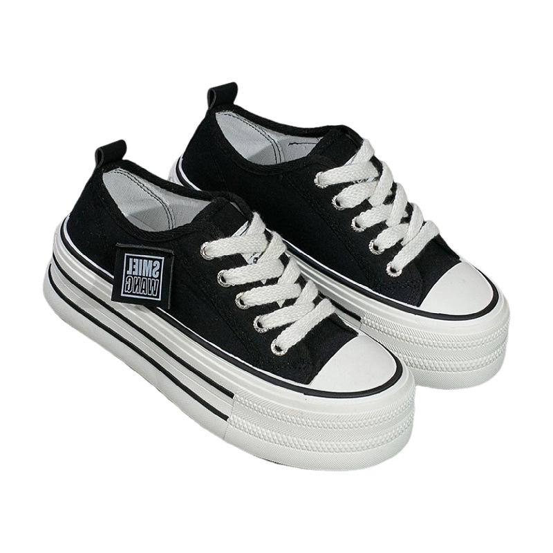 Korean Version of Thick-soled Heightening Canvas Shoes Women's 2025 Spring New High-end Little White Shoes Casual Retro Versatile Board Shoes